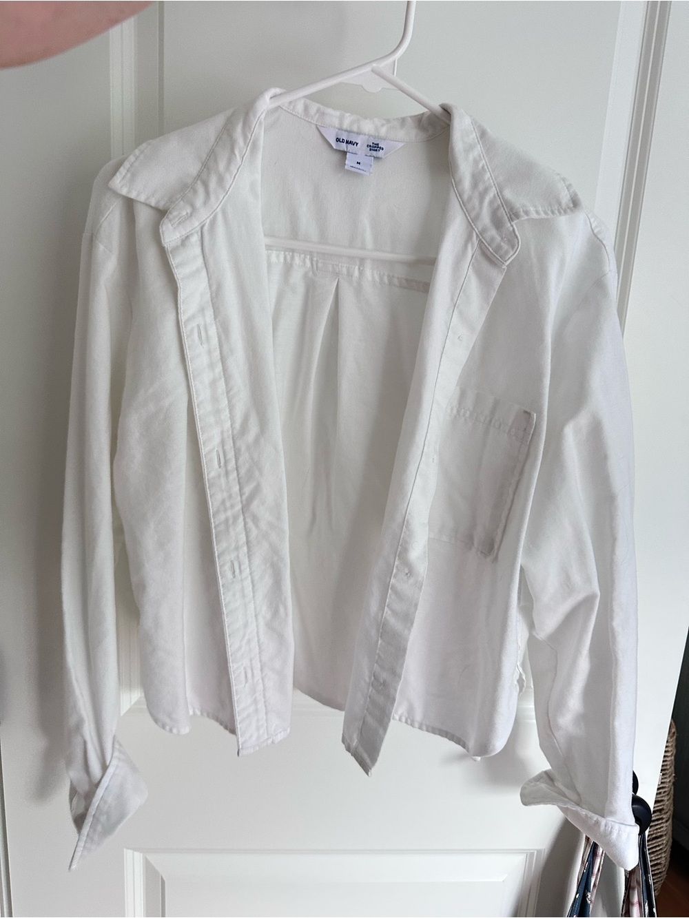 Old Navy Women's White Open-Front Cropped Shirt